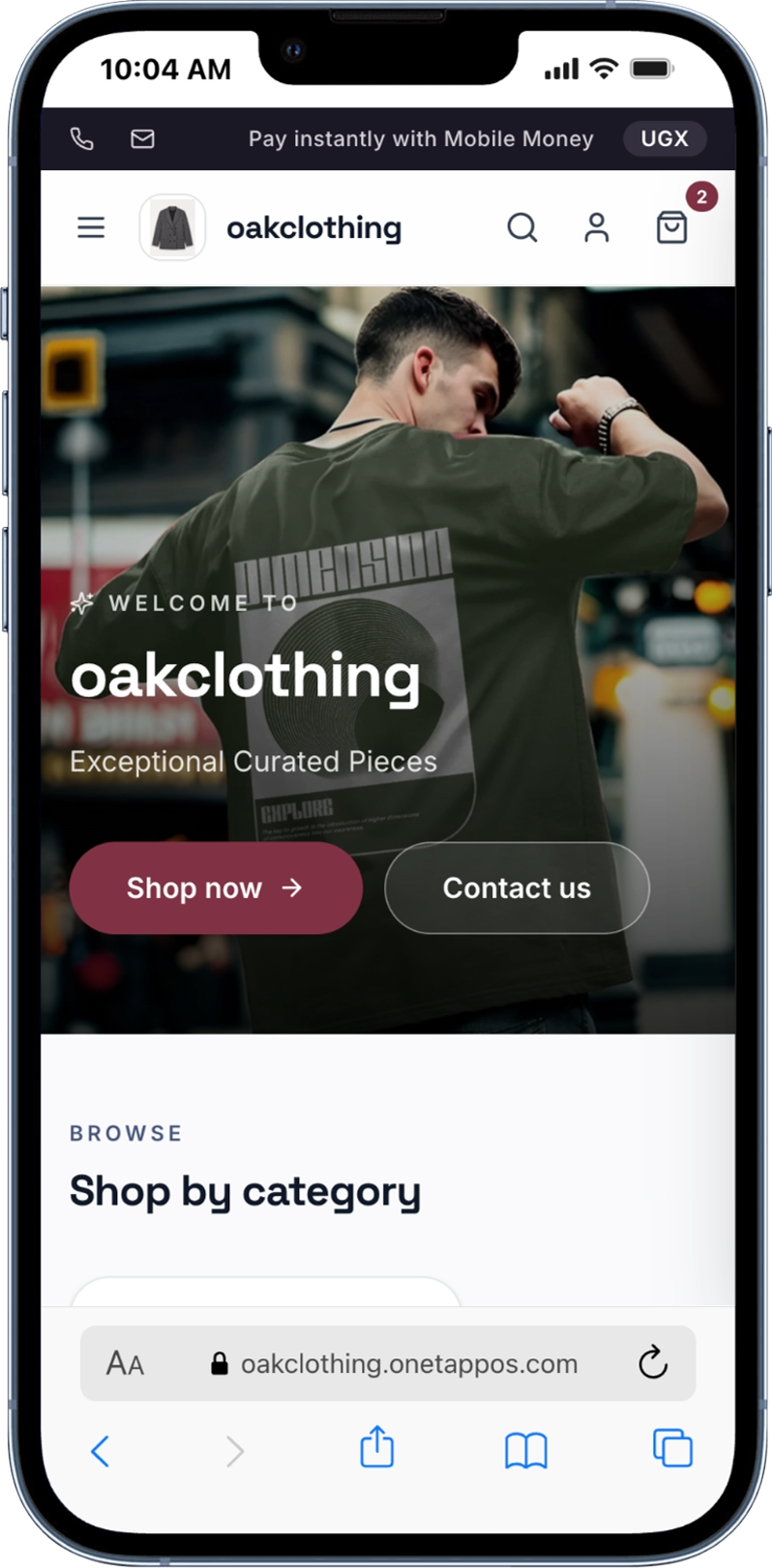 OneTapPOS online store open on a customer's phone
